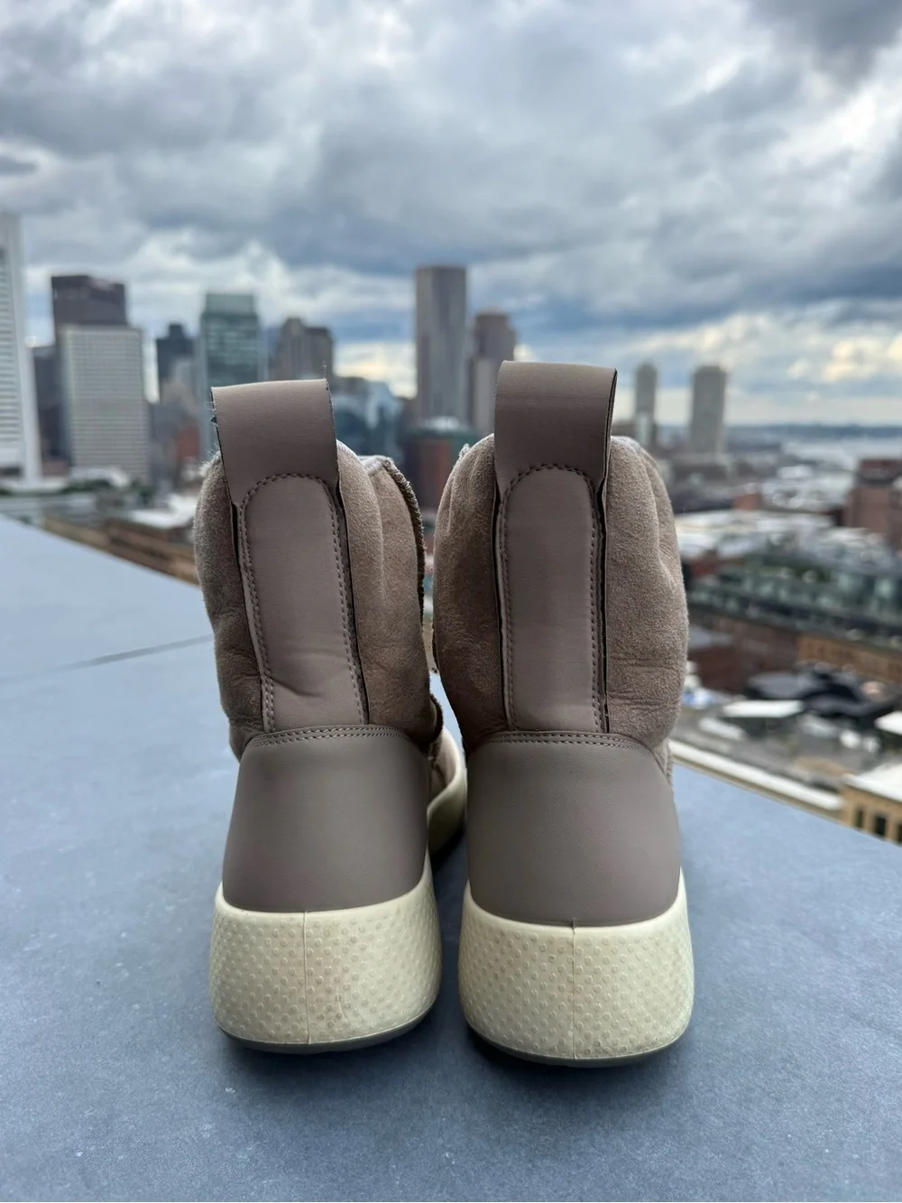 ECCO Soft 7 Tred Taupe Shearling Lined Suede Ankle Boots EU 39 US 8-8.5